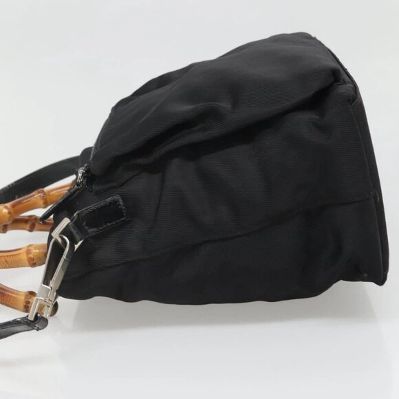 GUCCI Bamboo Hand Bag Nylon 2way Black Silver 002 2058 0508 5 Auth 138391 - Picture 6 of 16